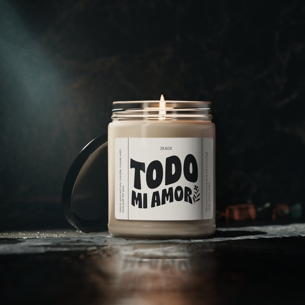 Todo mi Amor, Valentines day,  Anniversary, birthday day, Scented Soy Candle, 9oz