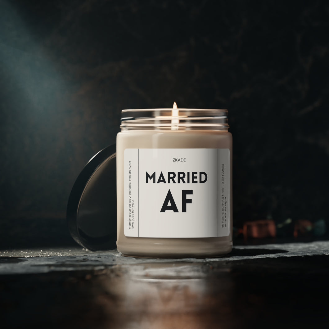 Married AF, wife, husband, dating, anniversary gift, funny, Scented Soy Candle, 9oz