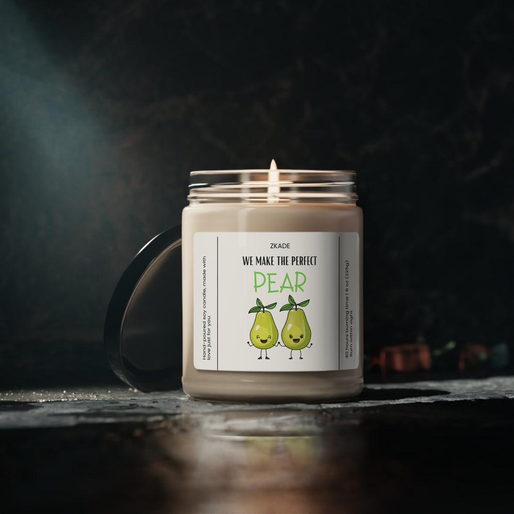 we make the perfect pear, valentines day, anniversary  Scented Soy Candle, 9oz