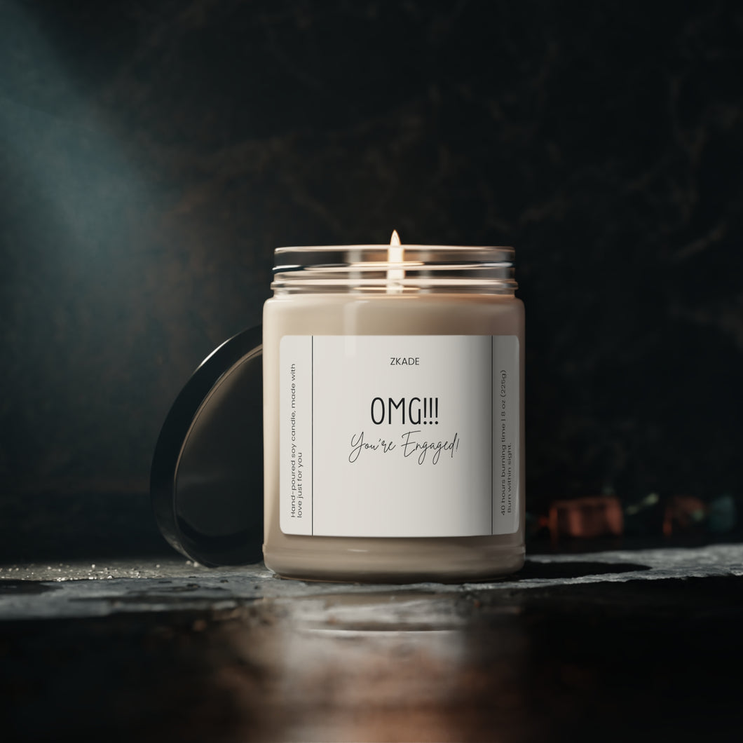 omg! you're engaged, married, fiancé, announcement, congrats Scented Soy Candle, 9oz