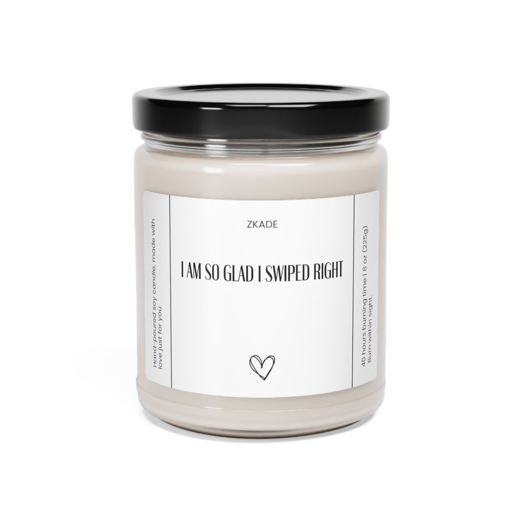 Valentines Day gift, so glad I swiped right, girlfriend, boyfriend, dating, anniversary gift, funny, Scented Soy Candle, 9oz