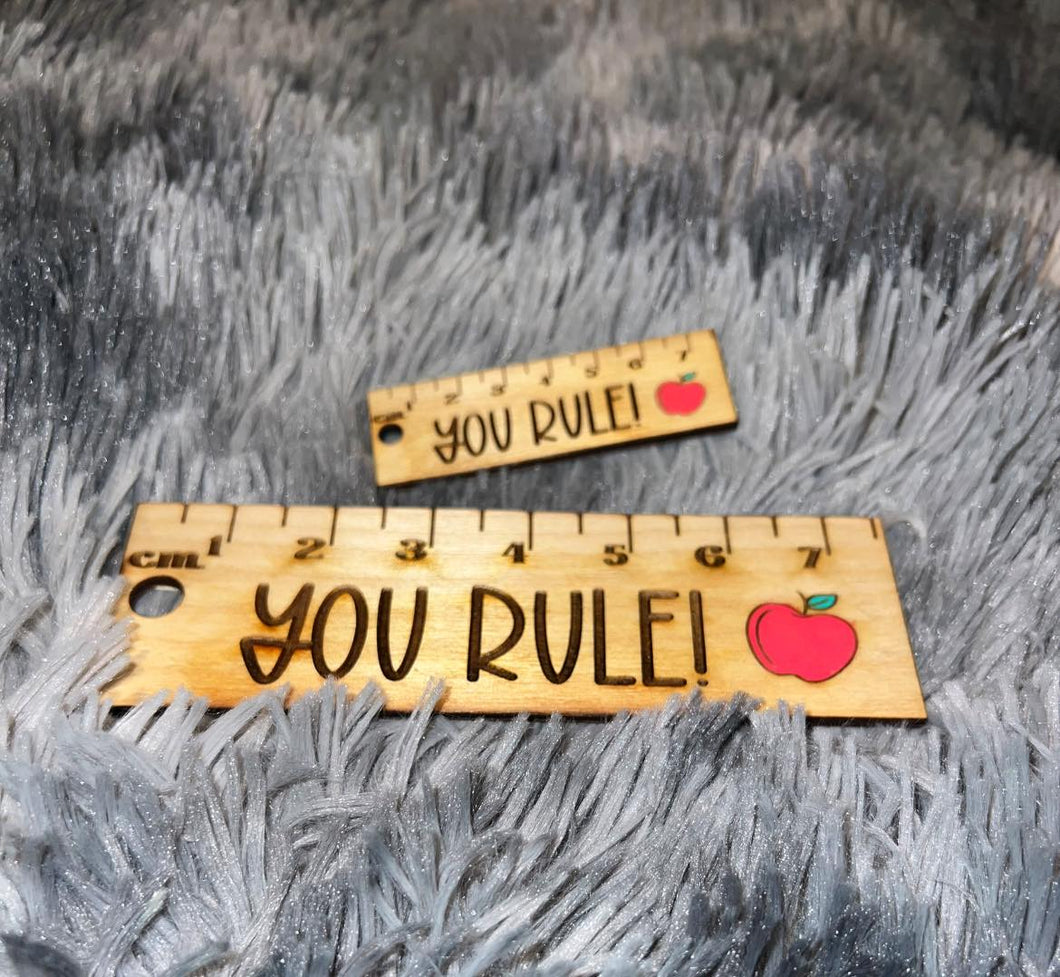 you rule engraved keychain/ Unique Teacher Gift Bookmark Ruler You Rule