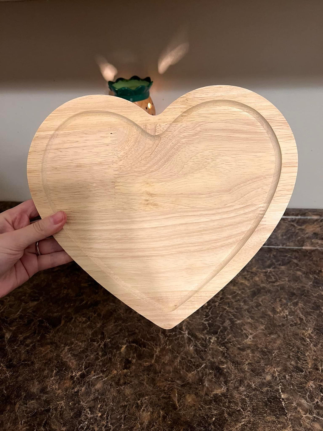 Heart shaped cutting board engraved