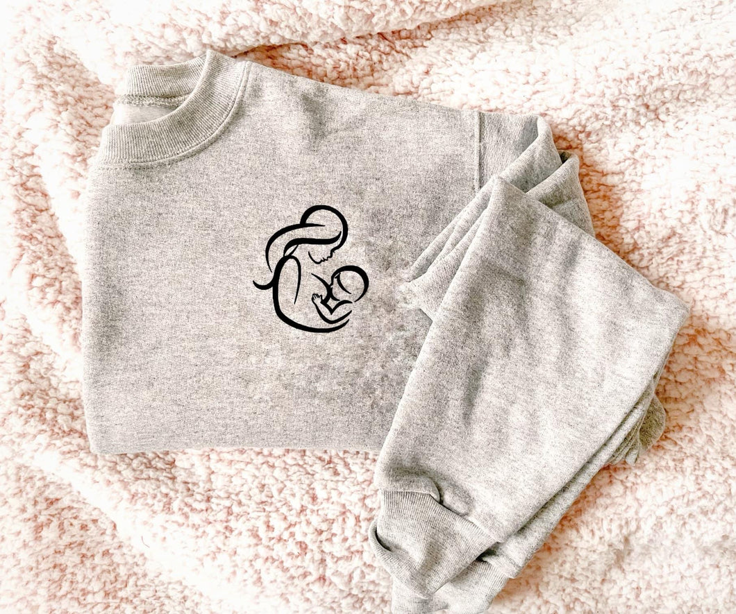 A representation of mother breastfeeding sweatshirt